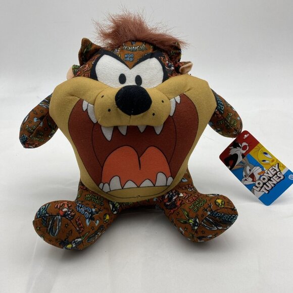 Looney Tunes Tasmanian Devil Sticker Bomb Stuffed Animal Plush Figure Toy 9” Taz - Picture 1 of 14